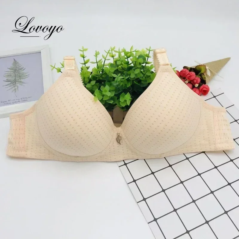 Mom\'s Steel Rimless Bra Large Soft Cotton Cups Bamboo Charcoal Medium and Old Age Thin Cotton Bra Plus Size Elderly Underwear