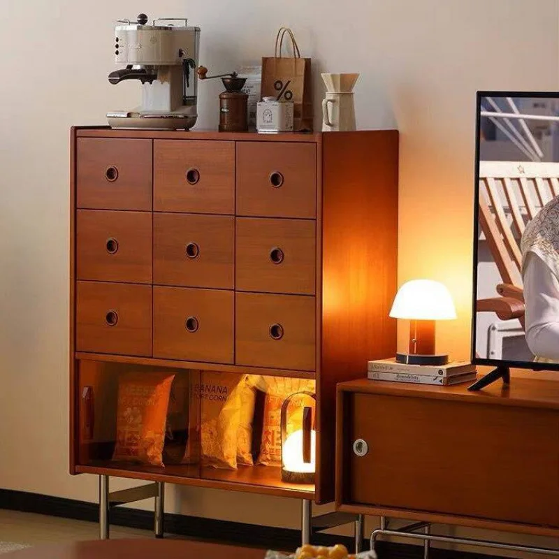 Simple and modern solid wood dining side cabinet, display storage against the wall, drawer storage, TV side cabinet