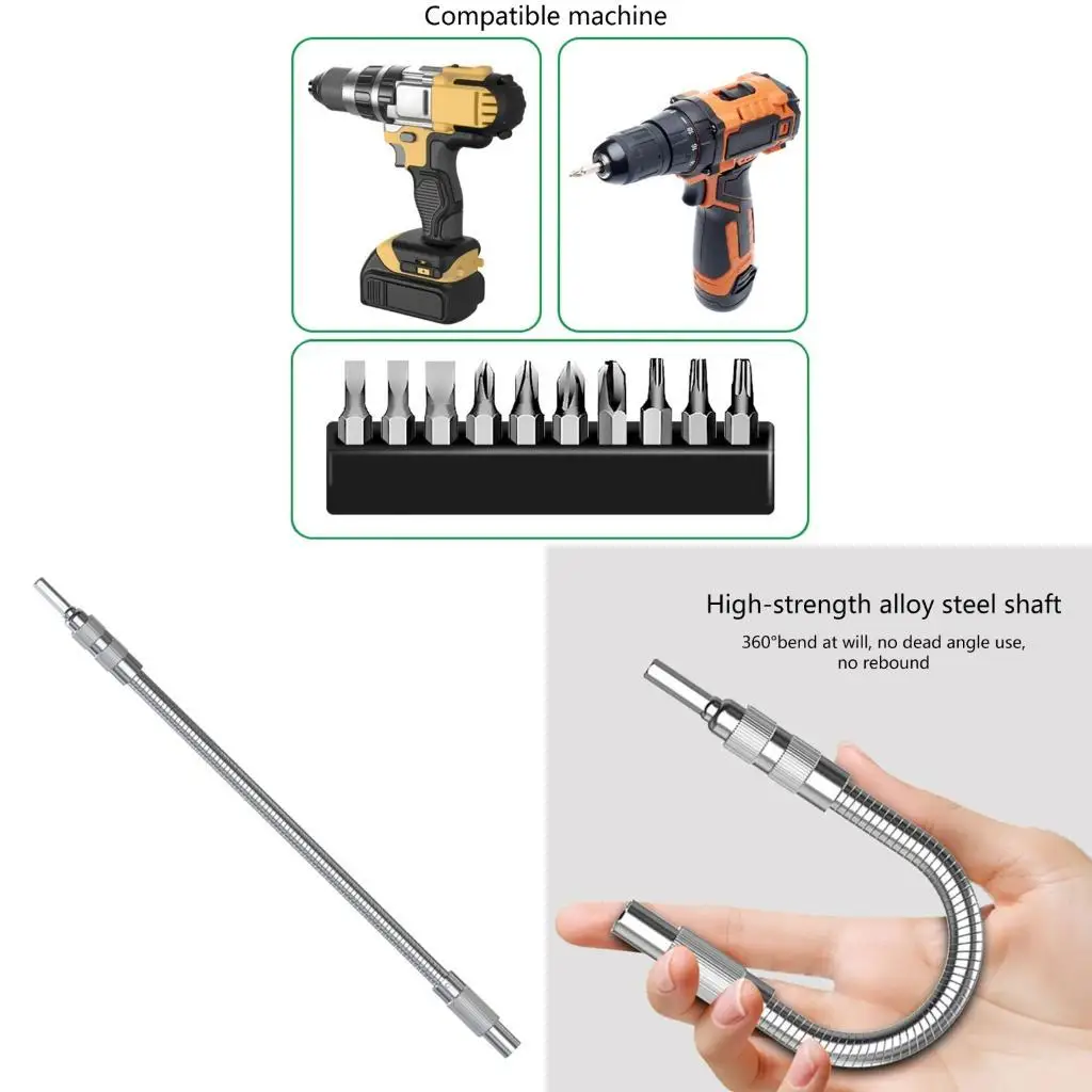 

652F 360 Degree Rotating Shafts Bit for Power Tool 1/4 Hexagonal 150mm 200mm 300mm Lengths Professional Accessories