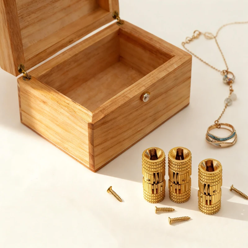 Copper Brass Furniture Hinges 8/10/12/14mm Cylindrical Hidden Cabinet Concealed Invisible Door Hinges Hardware for Gift Box