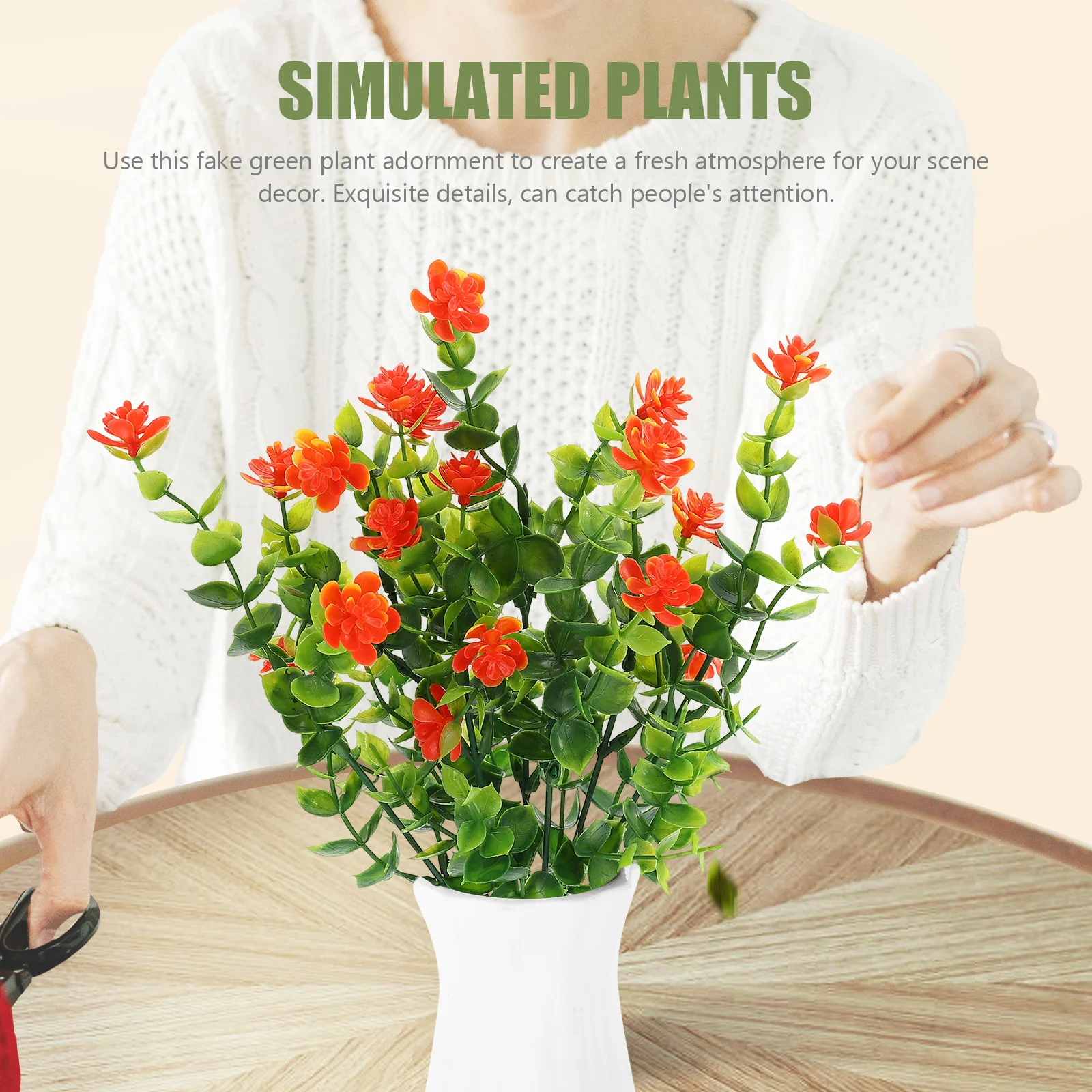 

6Pcs Artificial Eucalyptus Leaves Simulated Green Stem Plants Premium Material Wedding Party Home Decor Arrangement