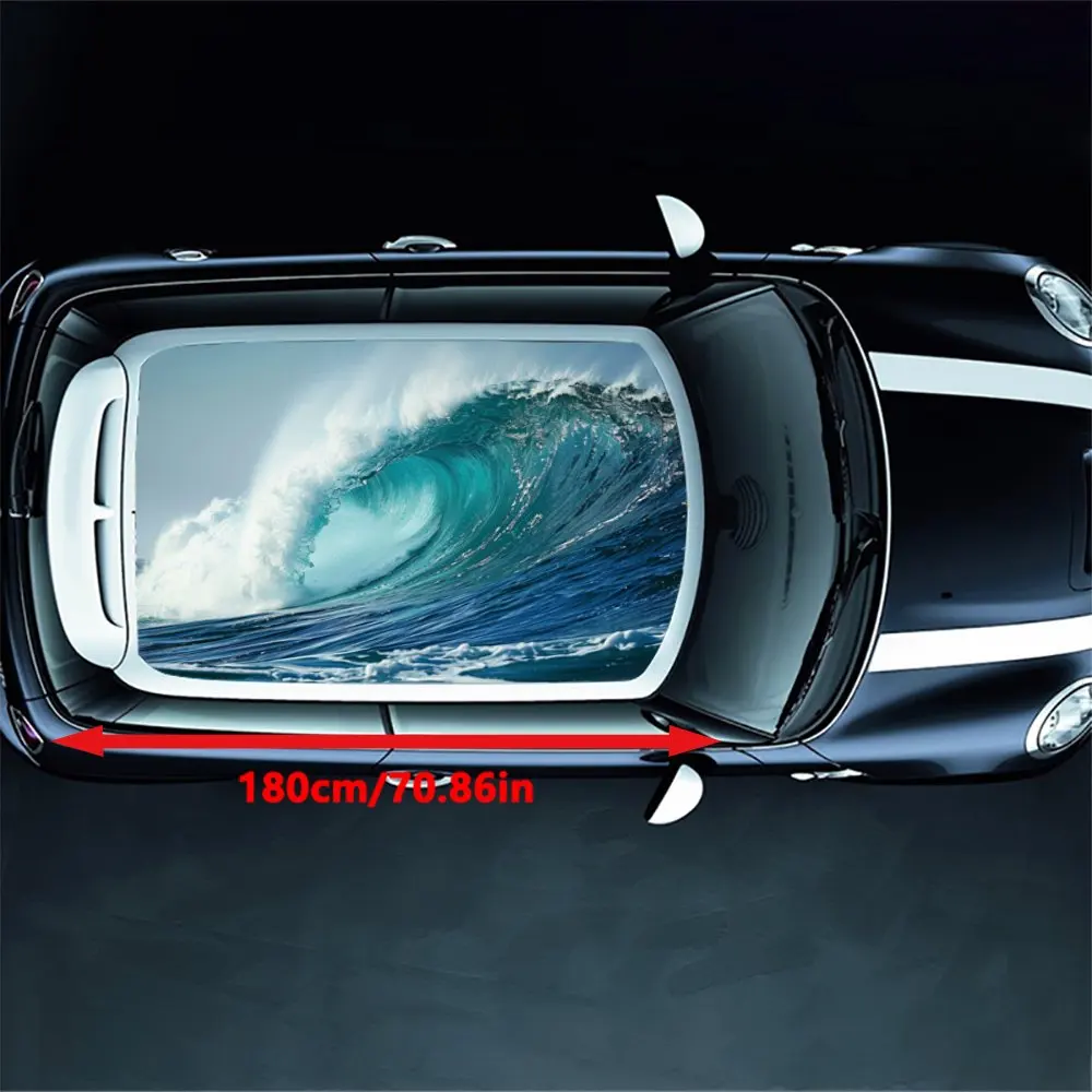 Typhoon Ocean Waves Rapids Car Roof Sticker Wrap Racing SUV Auto Accessories Packaging PVC Car Hood Graphic Decal Decoration