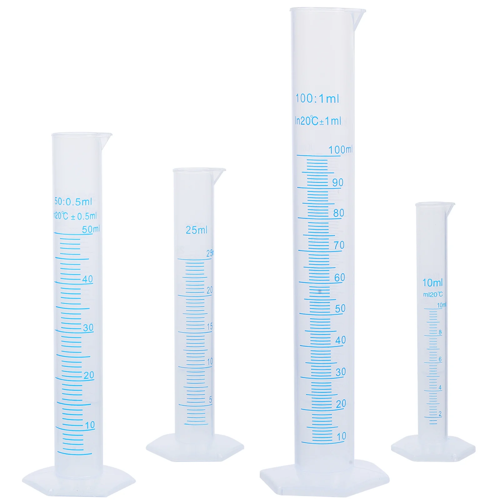 4pcs Transparent Measuring Plastic Graduated Cylinder 10ml / 25ml / 50ml / 100ml Measuring cylinder Measuring cylinder plastic