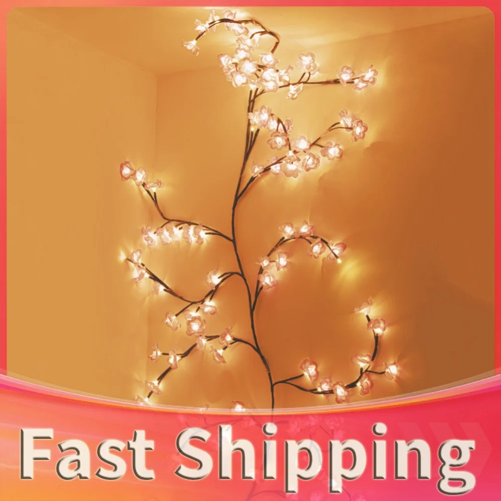 LED Cherry Blossom Branch Light Remote Control Sakura Vine Branch Lamp Cherry Blossom Fairy Lights for Home Bedroom Decor