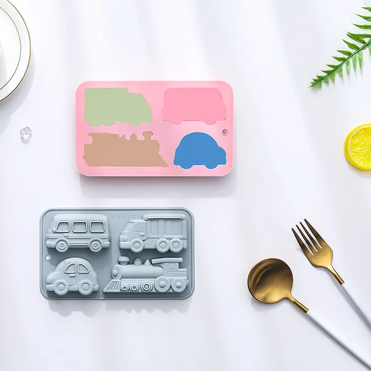 4-hole Different Vehicles Silicone Molds Fondant Cake Chocolate Mould Vehicles Modeling Epoxy Resin Mold Baking Accessories