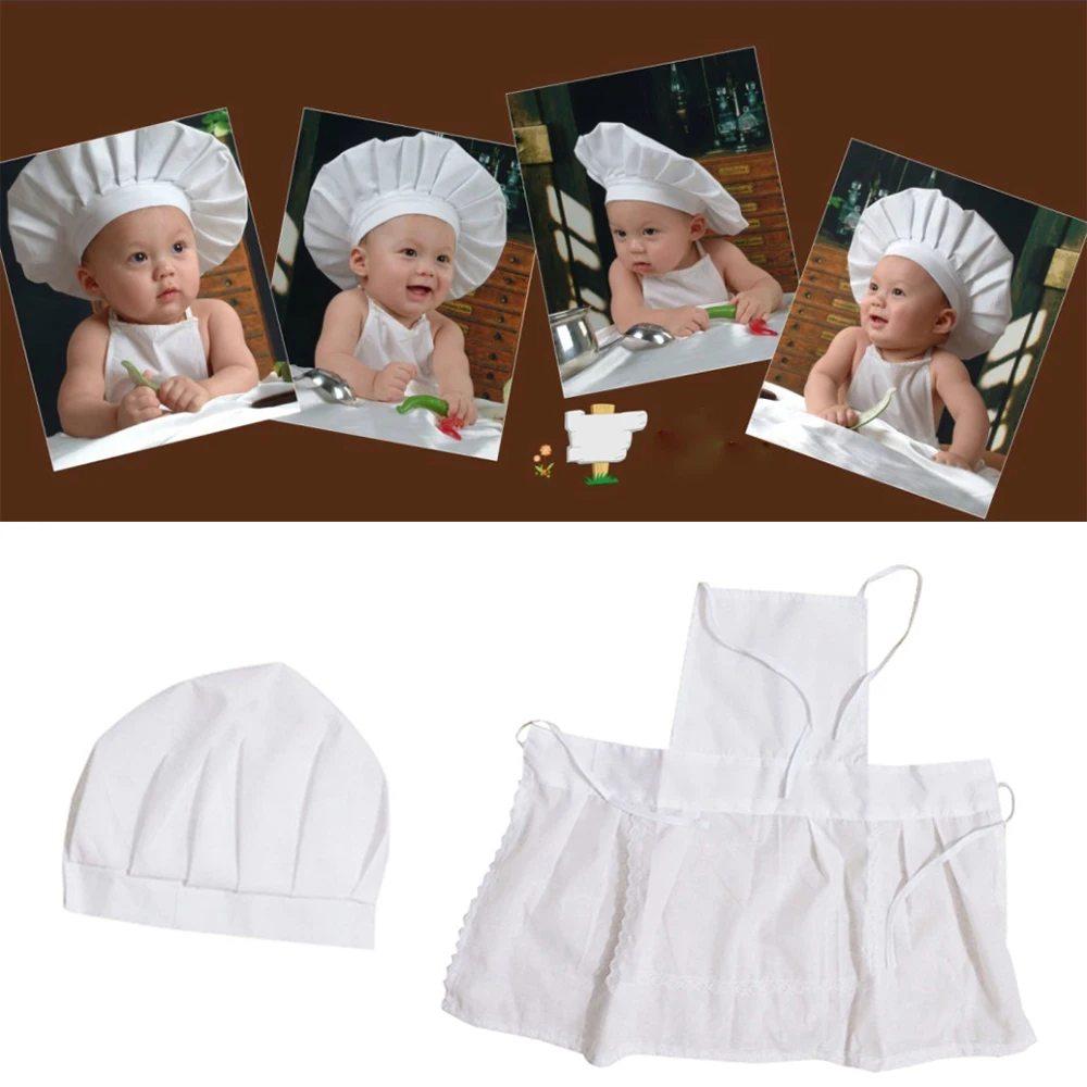 Cute For Kids Costumes Cook Cotton Blended Chef Hat Apron Baby Photos Costume Photography