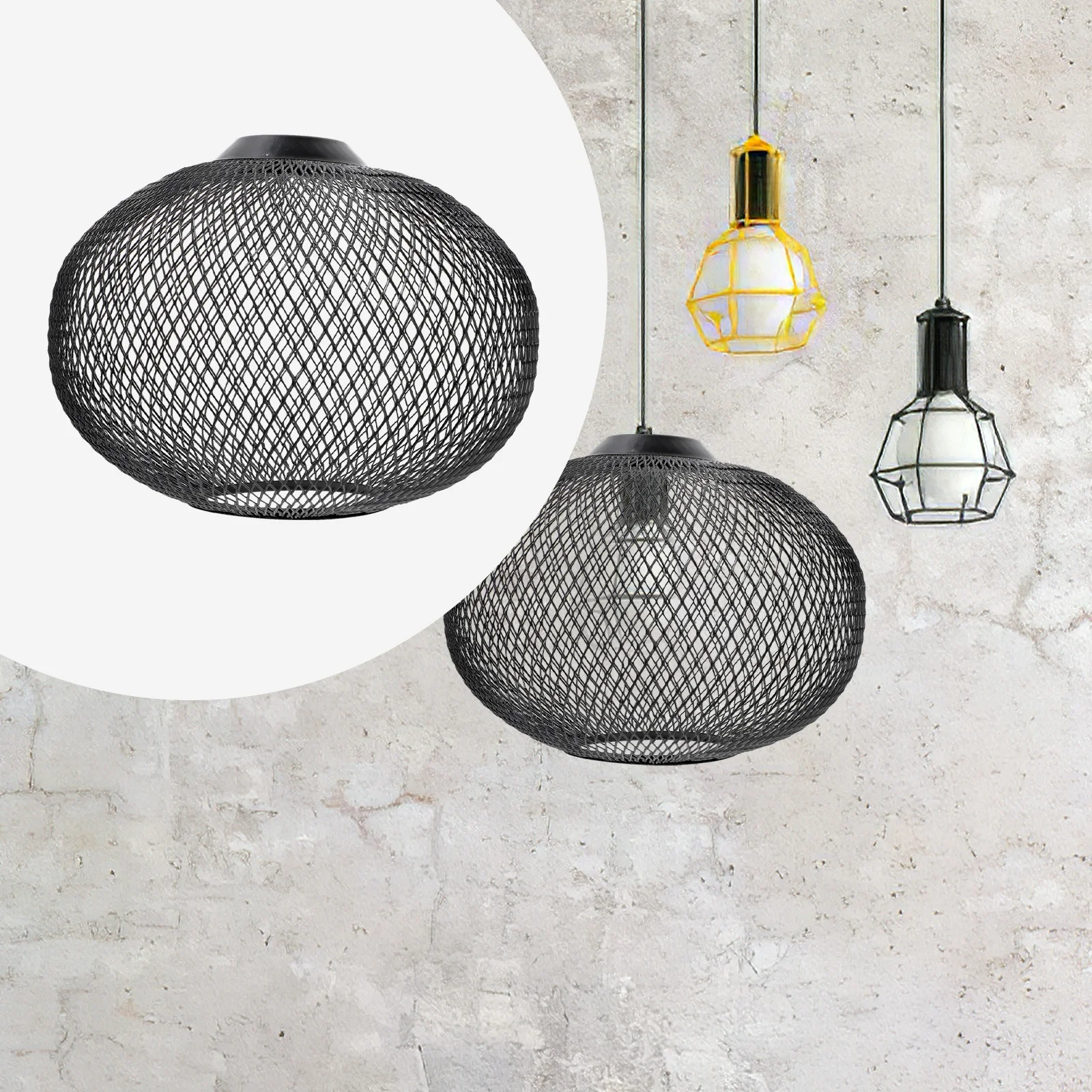 

Iron Wrought Lampshade 200x140 Black Pendant Light Shade Hollow Design Bedroom Home Office Lighting Cover Accessories Only