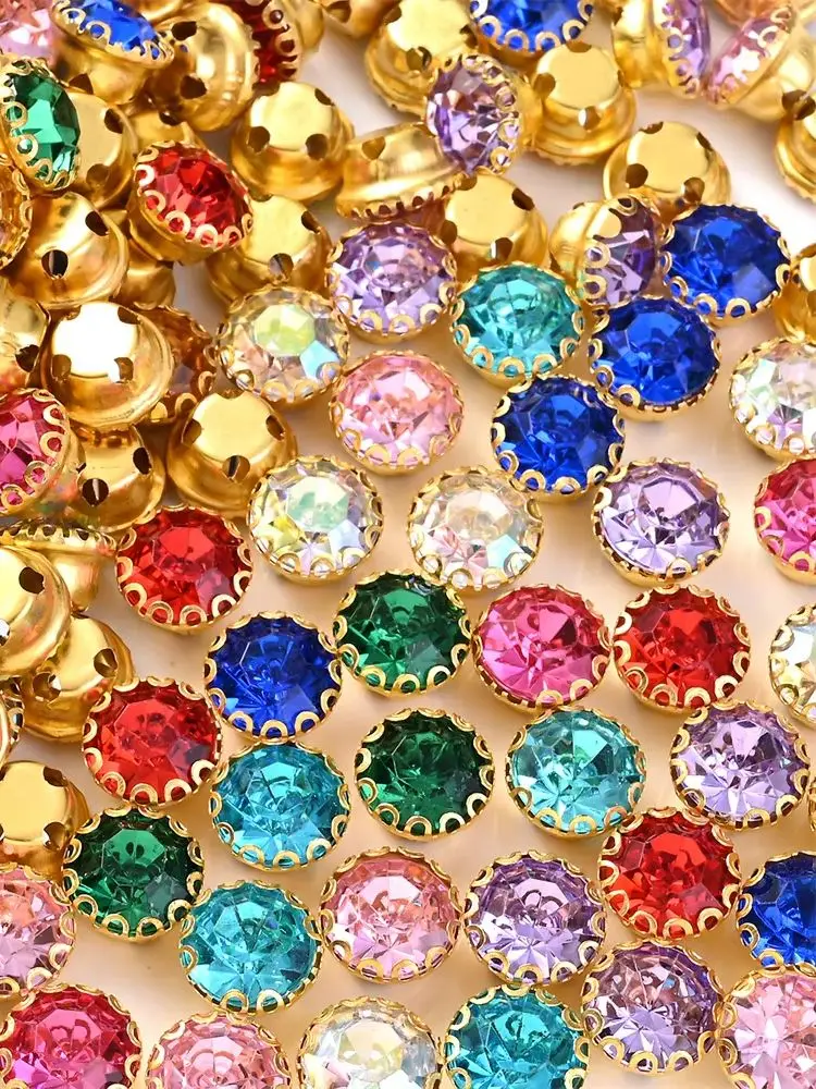 30 Stück Bunte Kristallglas-Nähsteine für DIY-Schmuckdekoration Handgenähte Strass-Dekoration Nähzubehör – Detail 1