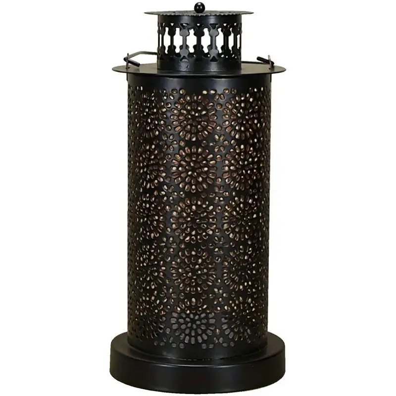 

Farmhouse Lantern Hollow Vintage Iron Tabletop Lantern Portable Outdoor Lamp With Handle For Balcony Bedroom Corridor Living