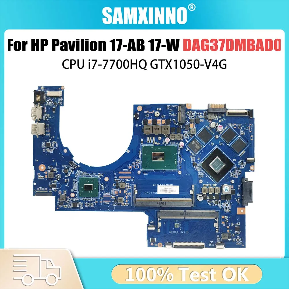 

DAG37DMBAD0 Notebook Mainboard For HP Pavilion 17-AB 17-W Laptop Motherboard With i7-7700HQ CPU GTX1050-V4G 915550-601 V4G