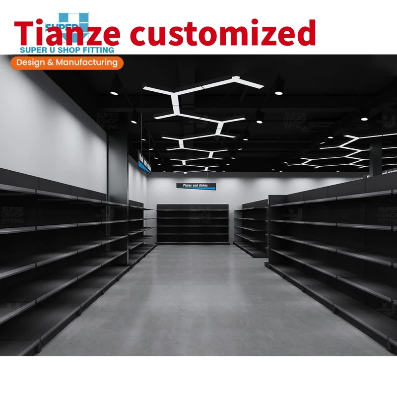 

(customized)Supermarket Interior Design Gandola Shelves Supermarkets Double-sided Supermarket Shelf Convenience Store Shelf Disp