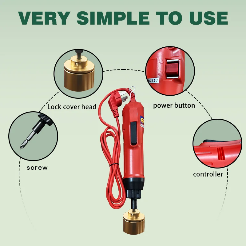 آلة السد الكهربائية 80 واط ، آلة السد الكهربائية المحمولة ، آلة ختم غطاء الزجاجة بقطر 10-50 مللي متر ، جهد 110 فولت