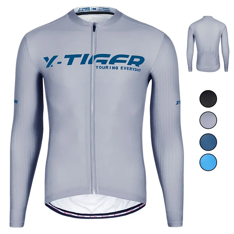 X-Tiger Men Cycling Jersey Long Sleeve MTB Maillot Bike Wear Downhill Jersey High Quality Pro Mountain Bicycle Clothing