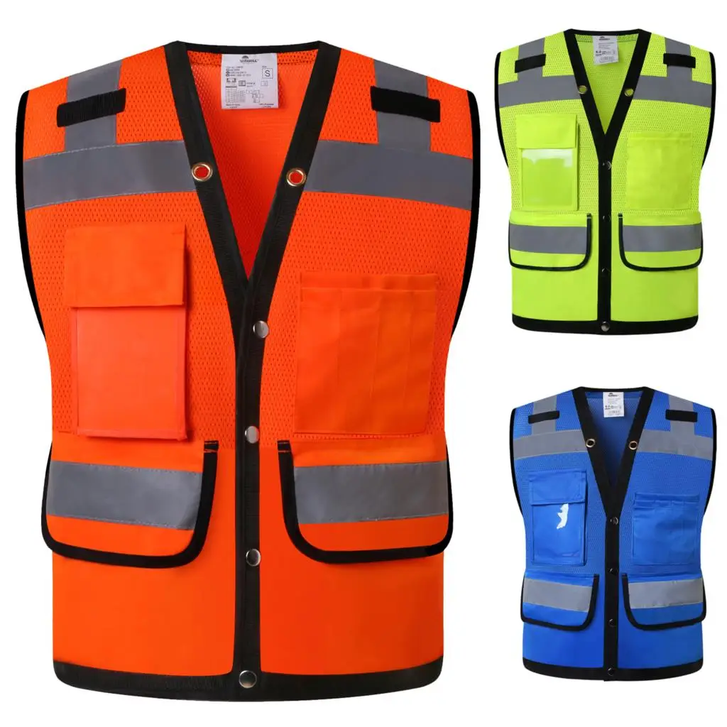 Imagem -05 - Colete de Segurança Reflexivo de Alta Visibilidade Desgaste do Trabalho para Homens e Mulheres hi Vis Mesh Colete Salva-vidas Refletor