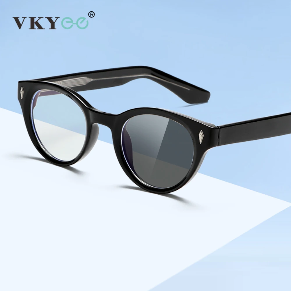 VKYEE New Personalized Fashion Simple Design Photochromic Anti-Blue Light Reading Glasses Customizable Prescription KG2531