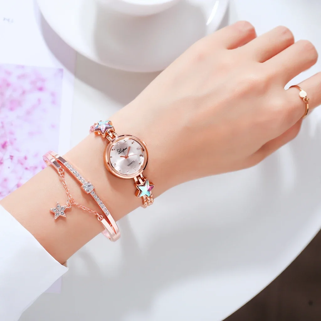 Pulseira de Relógios de luxo Conjunto Para As Mulheres Estrela Da Moda Strass Pulseira de Relógio Senhoras Relógios Vestido Novo Zegarek Damski