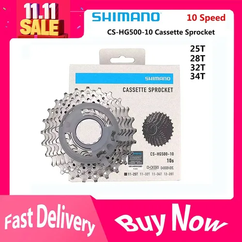 Shimano CS HG500 piñón de Cassette bicicleta de carretera de 10 velocidades para carriles de transmisión de carretera 10s 10v 12-28T 11-25/32T/34T rueda libre