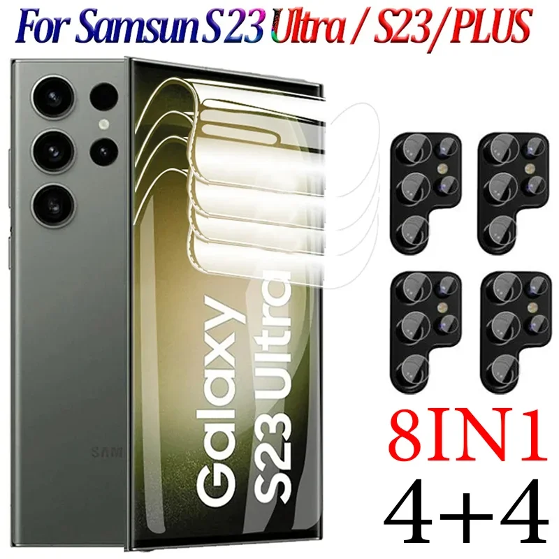 

8IN1 Hydrogel Film For Samsung S23 Ultra S22 Plus S21 S20 FE S10E Camera Screen Protector For Samsung S23 FE Note 20 10 9 8 Film