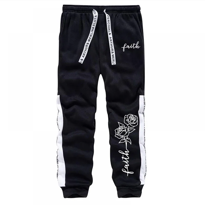 Men/women Daily Casual Sports Hooded Outfit Autumn Unisex Fashion Jogging Suit Faith Flower Print Hoodie and Sweatpants 2pcs Set view 6