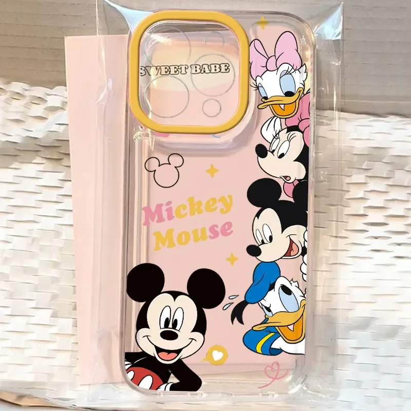 

Mickey Minnie Clear Space Phone Case for Samsung S10 S20 S21 S22 S23 S24 Fe Plus Ultra A35 A20 Note10 20 4G 5G Transparent Cover