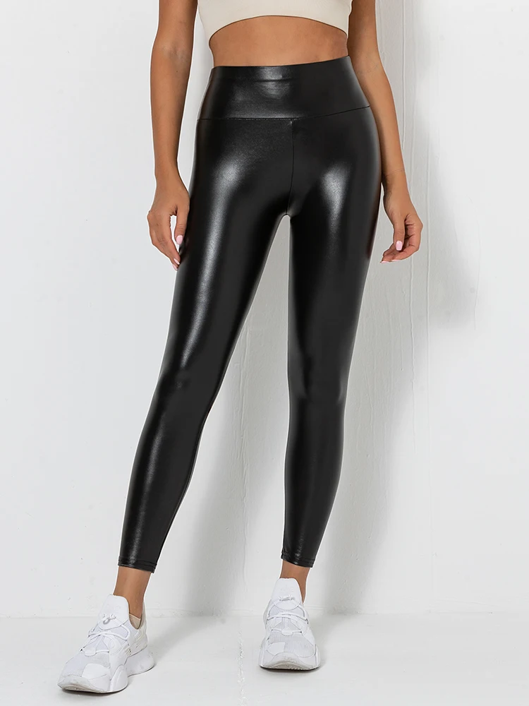 Dach gitter pu Leder Leggings Frauen sexy Hüften Push-up Leggings Mädchen xxxl Hosen Bleistift Hosen hohe Taille lässige Leggings neu