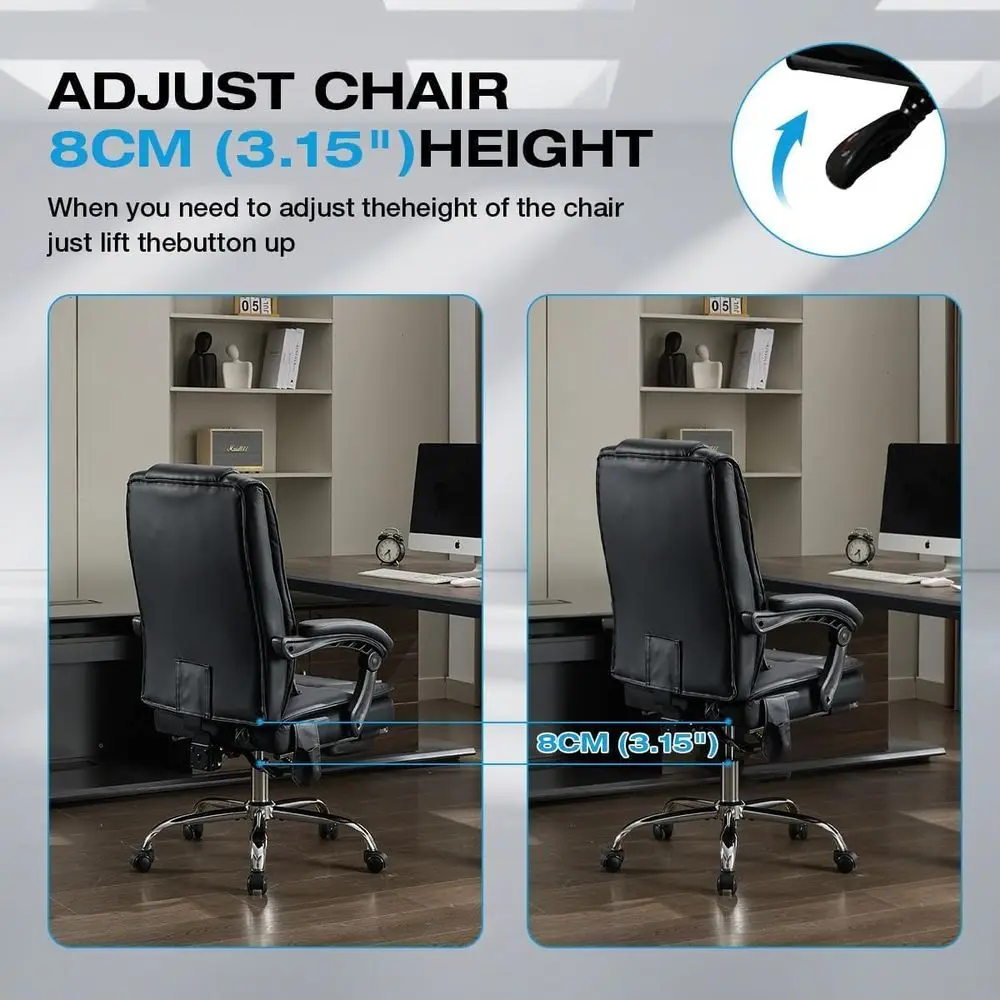 Luxury Ergonomic Massage Office Chair with Heated Seat, Adjustable Footrest, and Reclining High Back for Comfort view 6