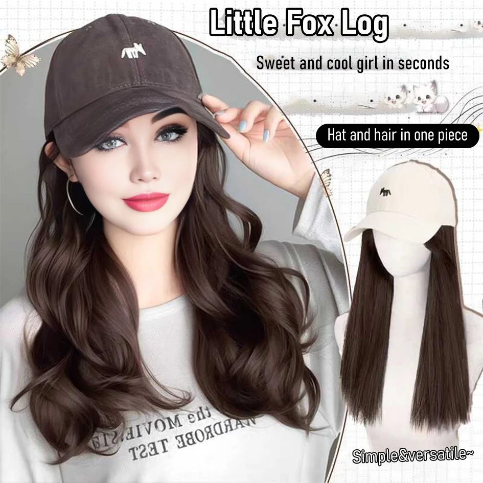 synthetic 30/40cm45cm wig baseball cap long straight hair wig duck tongue cap bobble head curly hair ponytail bob Christmas gift