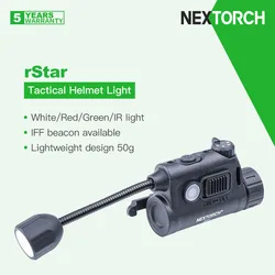 Nextorch rStar 멀티 광원 전술 헬멧 조명, 헤드 램프, 손전등, 흰색, 빨간색, 녹색, IR LED, IFF 비콘 포함