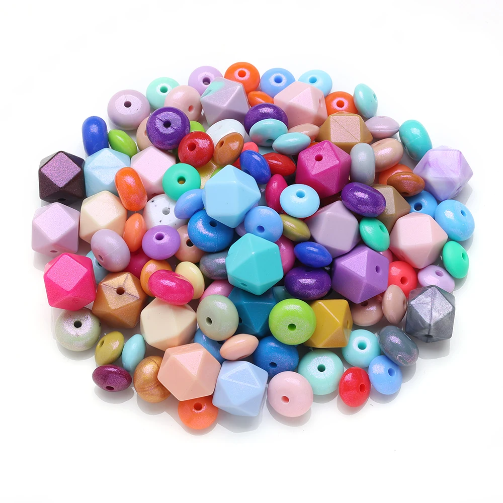 10Pcs Siiicone Round/Flat/Abacus Beads For Handmade Diy Baby Pacifier Chains Bracelets Necklaces Jewelry Making Accessories