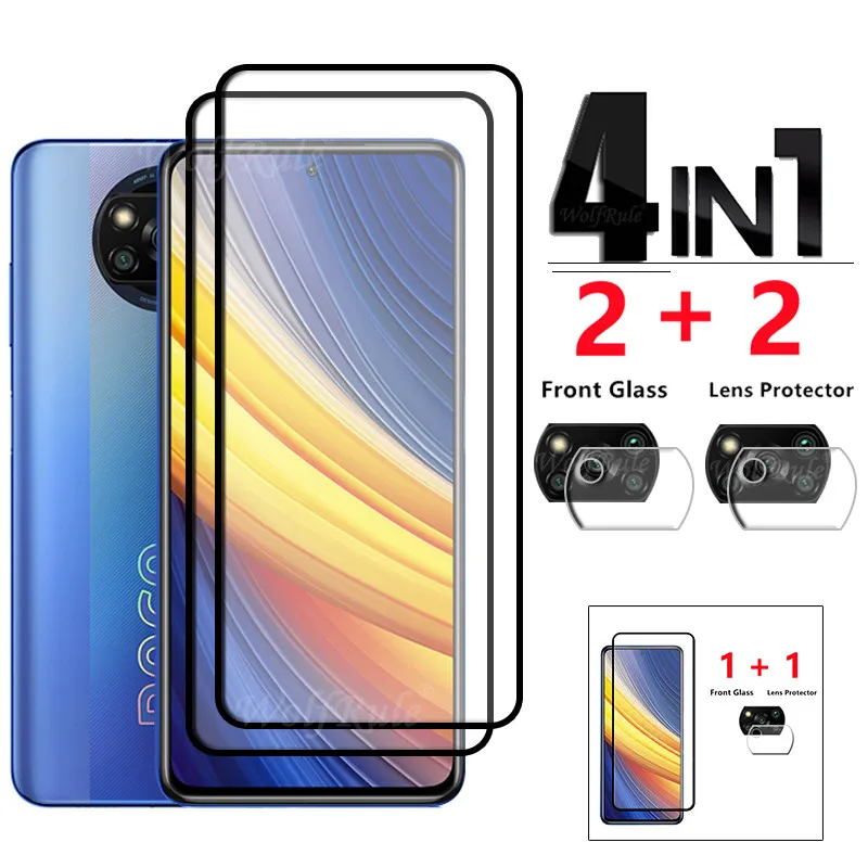 

Tempered Glass For Xiaomi Poco X3 NFC M3 M4 Pro 5G F3 Screen Protector Protective 9H Full Cover Glue Lens Film Poco X3 Pro Glass