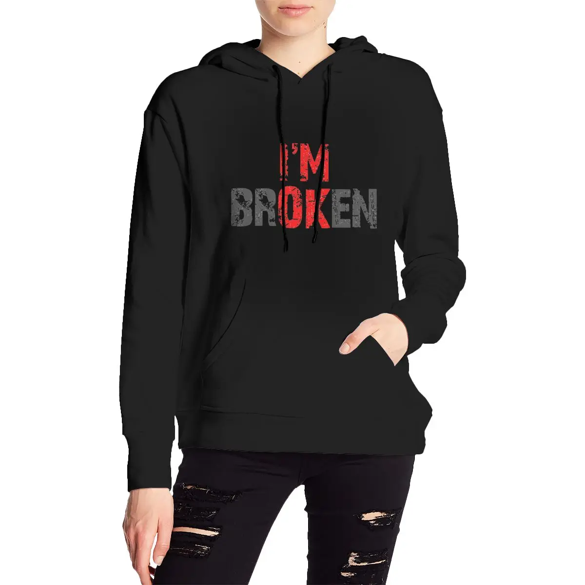 Im Ok Im Broken Polyester Hoodie Pull Femme Homme Taille XXS-3XL