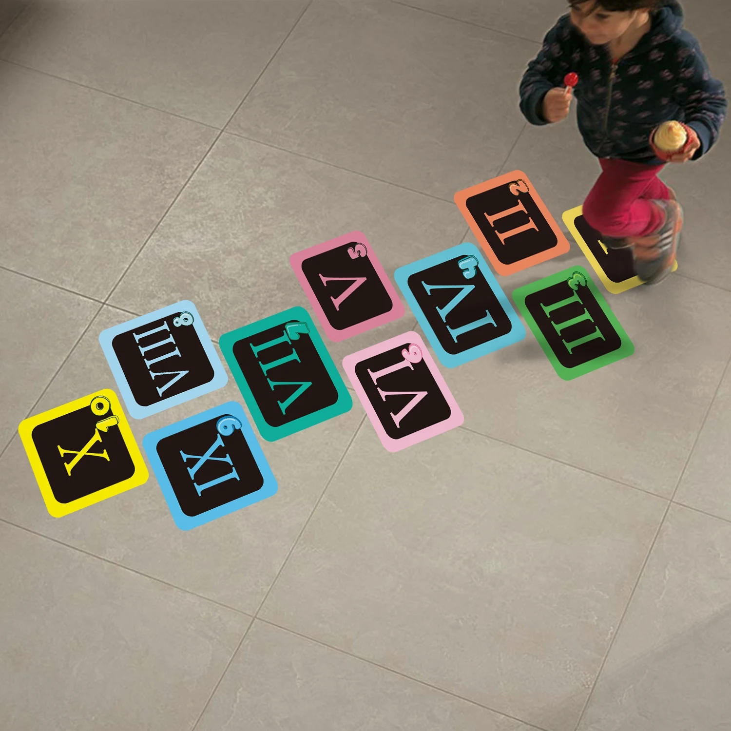 Cartoon digital grid hopscotch game wallpaper floor sticker parent-child gift home kindergarten decoration waterproof removable