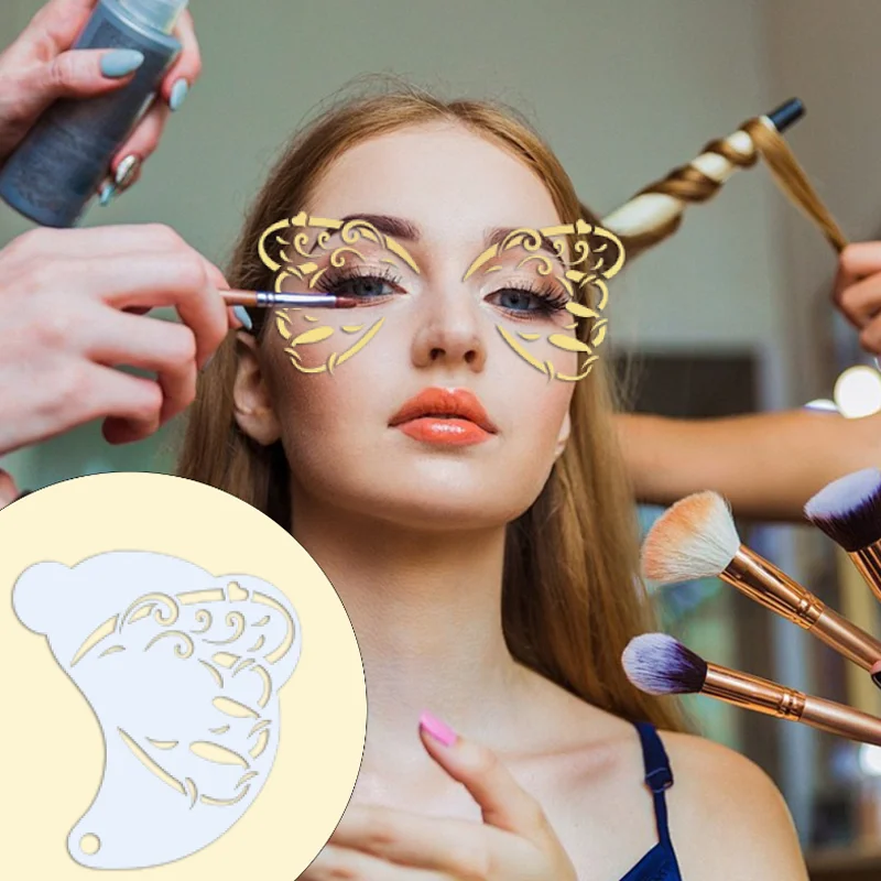 

Facial Painting Hollow Tattoo Stencil Performance Banquet Girls Women DIY Hand Drawn Paint Forehead Eyebrow Face Makeup Template