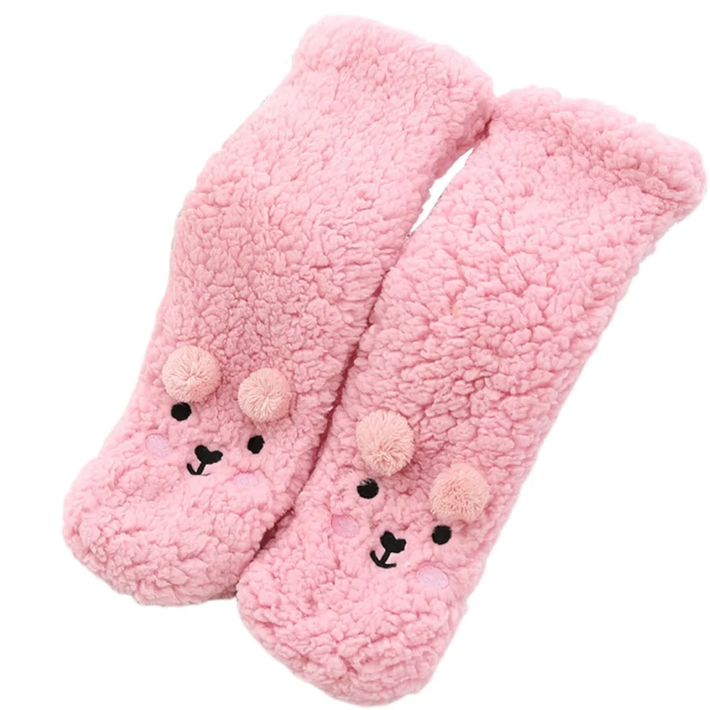 Cute Embroidery Winter Floor Socks Cartoon Thick Thermal Socks Winter Anti Slip Animal Graphic Socks Winter