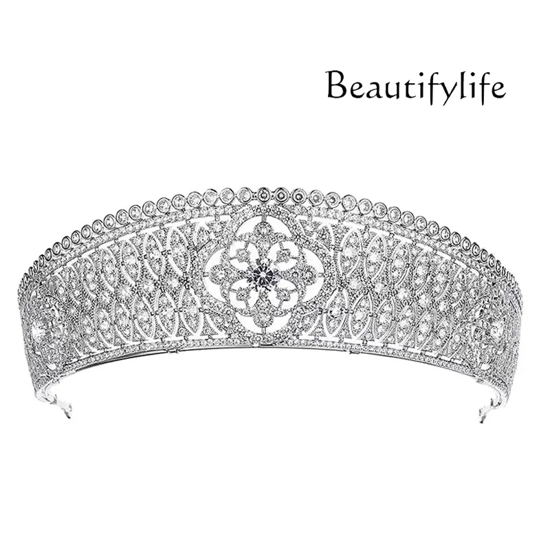 High Sense Mild Luxury Retro Court French European and American Zircon Bridal Crown Headdress Crown