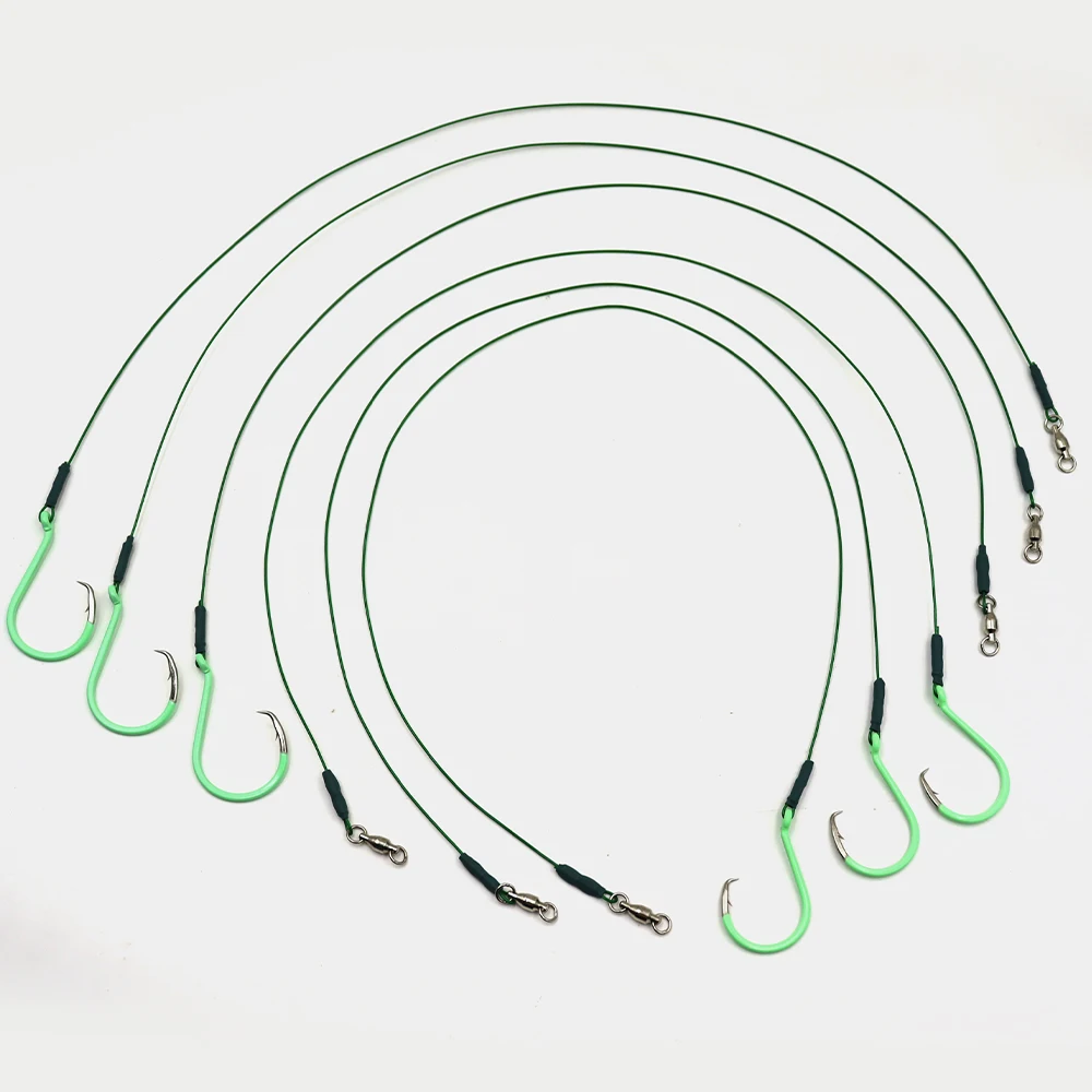 ZYZHE 3/6 Stück Kreishaken-Rigs mit Edelstahl-Leadern und leuchtendem Adlerhaken für Süß- und Salzwasser-Angeln – Detail 13