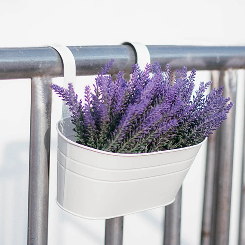 

Outdoor Iron Hanging Flower Pots Colorful Tin Bucket Pots Hanger Mini Planter for 2023 Yard Fence Balcony Home Garden Decoration