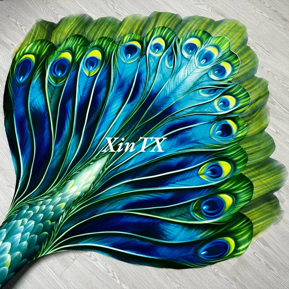 Beautiful Big Mermaid Tail Peacocks Soul Swimmable Tail with Printing Yarn No Monofin For Free Diving Model Photoshooting Suit
