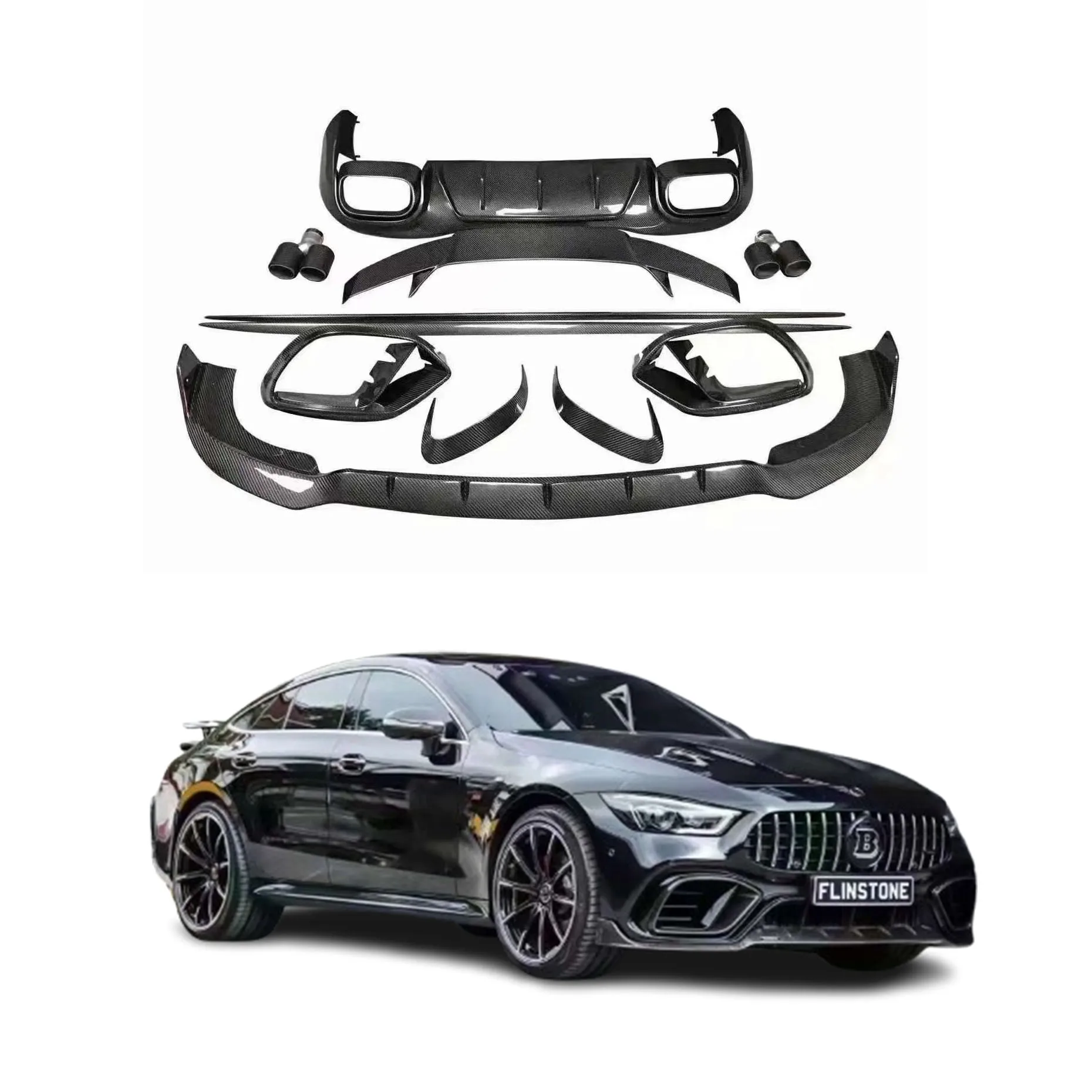 

High quality Brabus style body kit for Mercedes Benz AMG gt43 gt50 gt53 upgrade Carbon fiber Front Lip side skirt Tuyere Spoiler