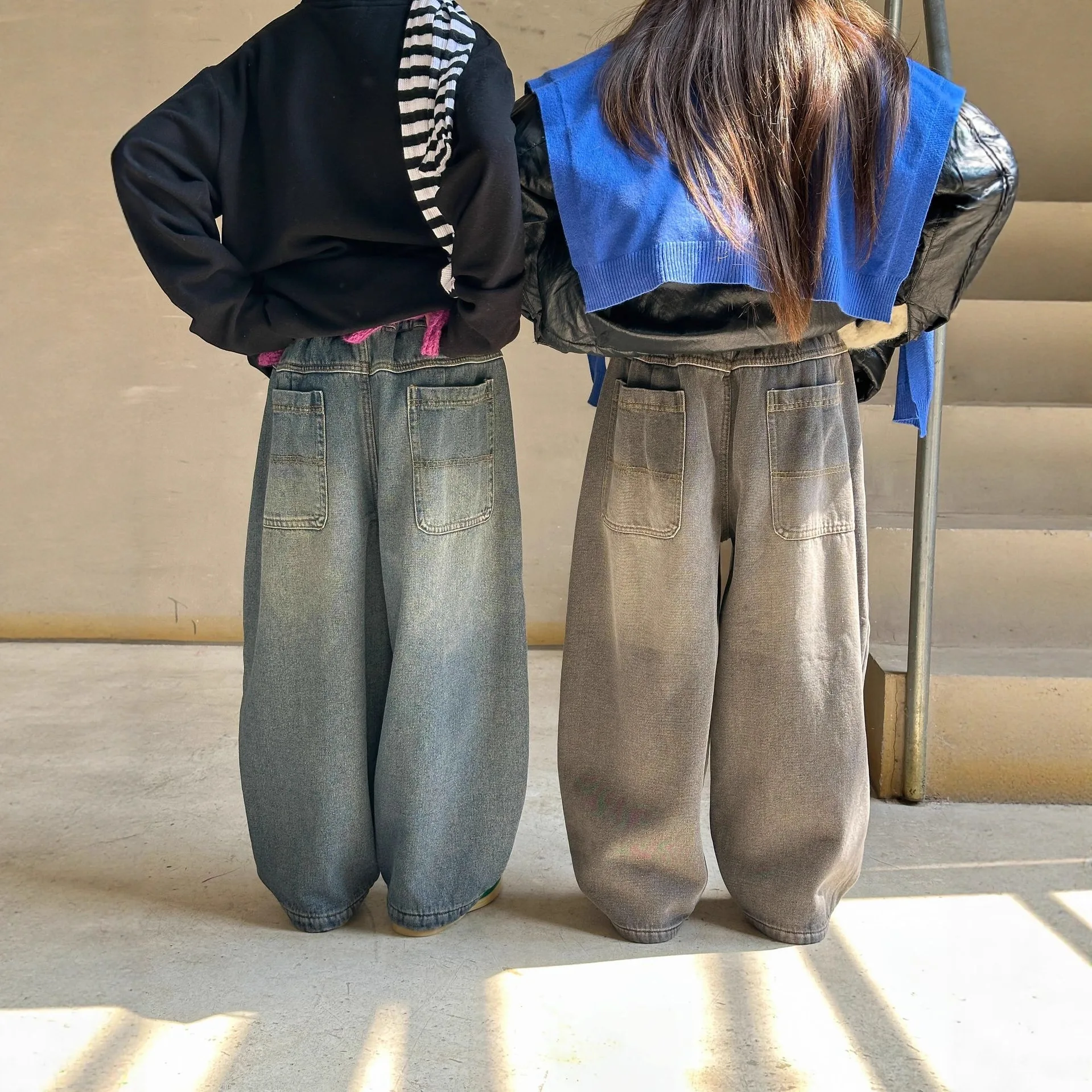 سراويل فضفاضة دافئة غير رسمية للأولاد، جينز صوف أنيق للشتاء النسخة الكورية الجديدة للأطفال #3