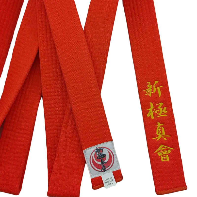 Shinkyokushin Karate Orange Belts Embroidery Japanese Martial Arts Sports Junior Club Polyester Customized Name Width 4cm
