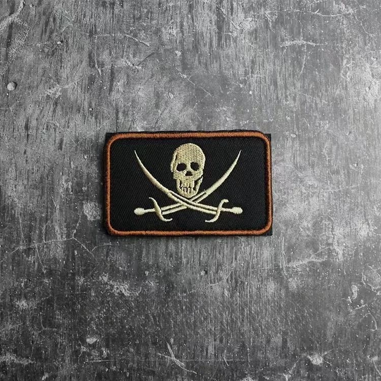 Pirate Jolly Rogers Skull USA Navy Morale Badge Embroidery Hook and Loop Patches Military Army Tactical Accessory Emblem