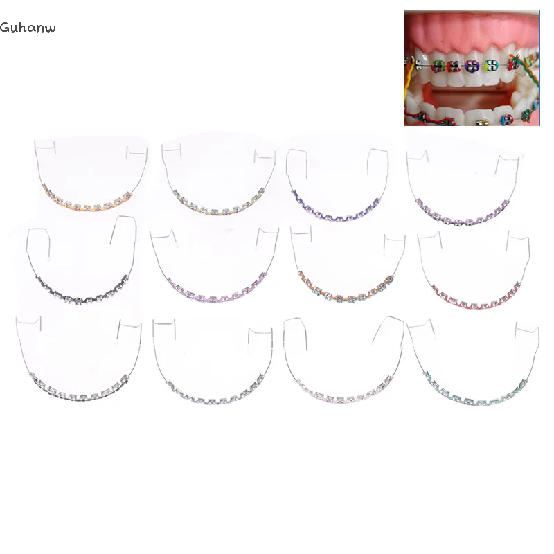 

1 Pair Colorful Two Tone Dental Fake Braces Temporary Tooth Decoration With Metal Wires Bracket Ligature Tie Dental Tool