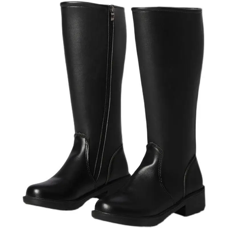 Botas de equitação alta longa bota guarda de honra botas de couro unisex estilo britânico com estofamento de algodão equipamento para cavaleiro