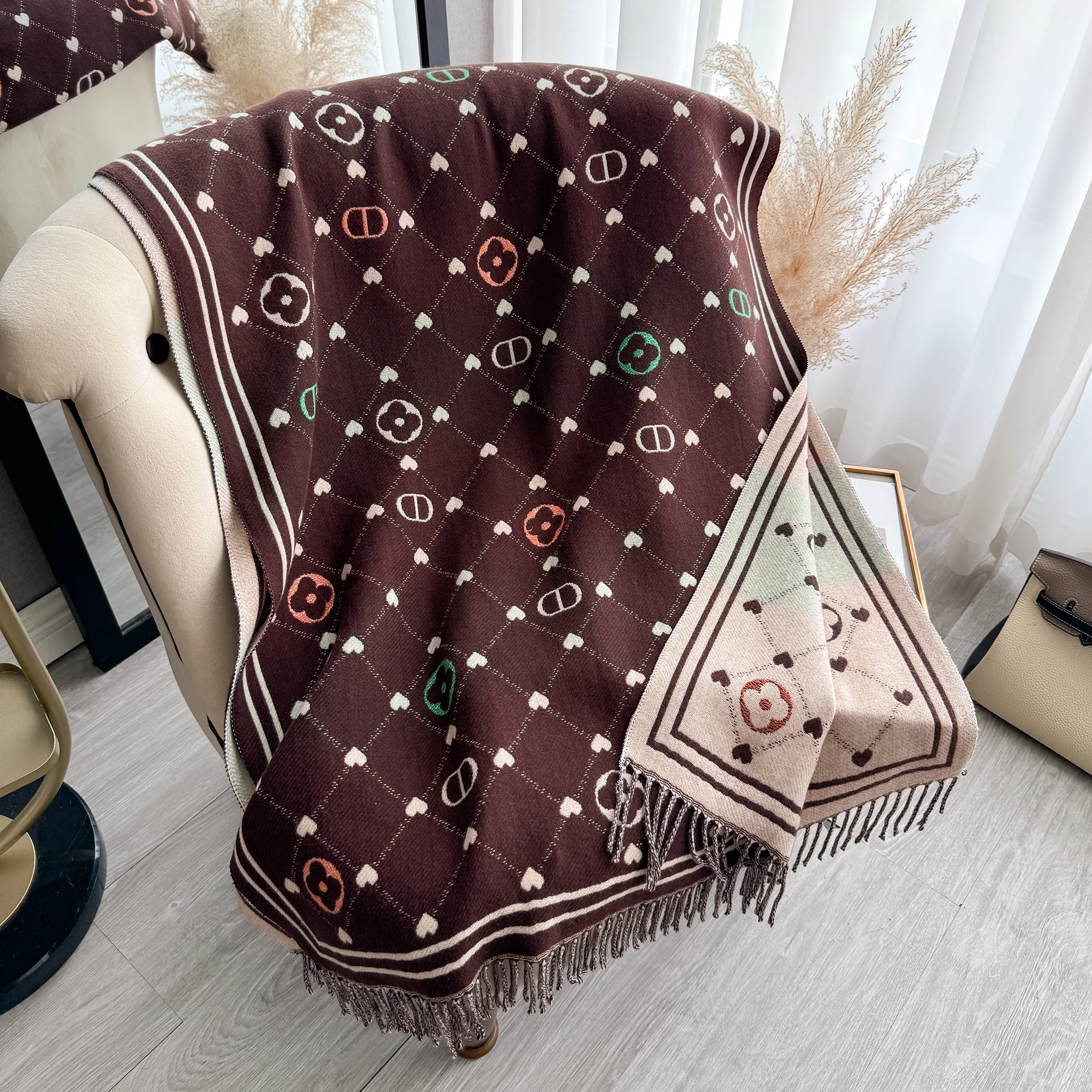 New Winter Shawl Scarves Wrap 2024 Design Cashmere Scarf Women Warm Fashion Pashmina Femal Poncho Neckerchief Echarpe Bandana