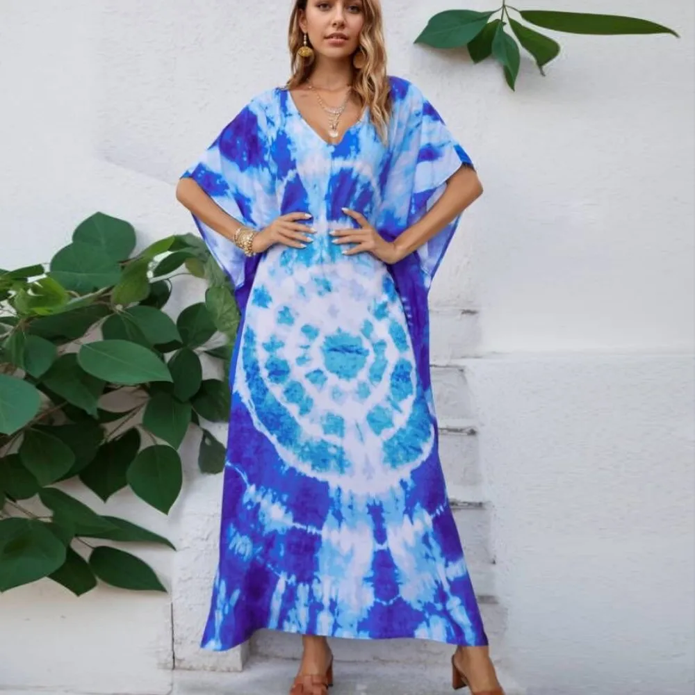 Summer Maternity Beach Dresses For Pregnant Women Print Bikini Smock Loose Vacation Pregnancy Gown Plus Size Woman Cover Clothes