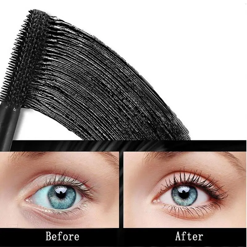 Mascara impermeabile a doppia testa Mascara a doppia spazzola in fibra di seta 5D impermeabile Spazzole per arricciare resistente al sudore Mascara in fibra per occhi