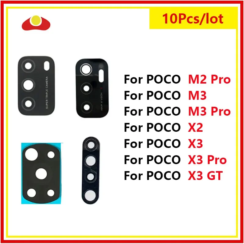 

10Pcs Rear Back Camera Glass Lens For Xiaomi Poco X2 X3 NFC X3 GT M3 M2 Pro Main Rear Camera Lens Sticker Parts