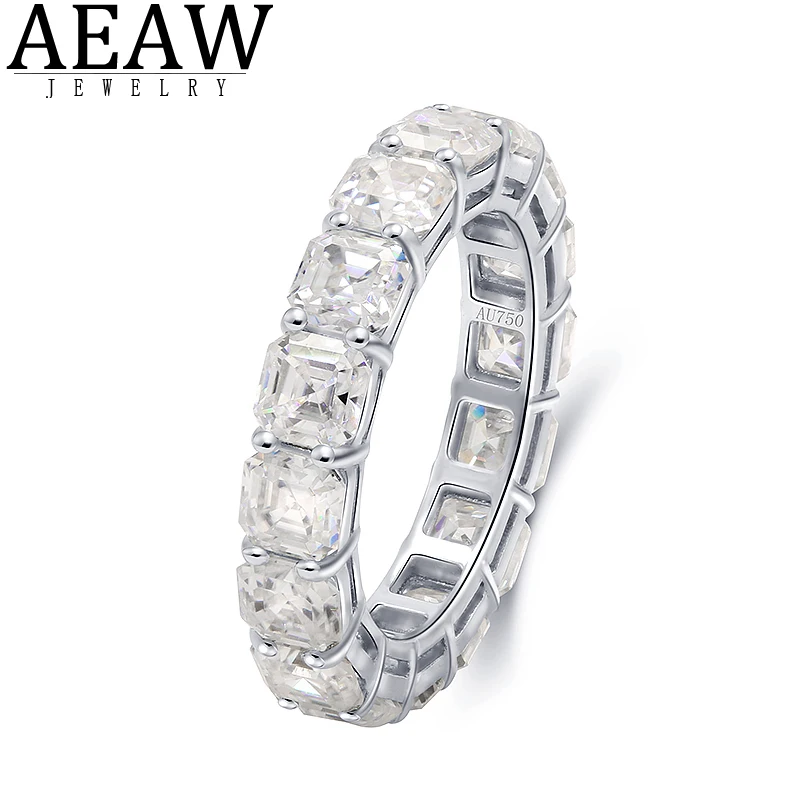 

0.3carat 3.5mm Asscher Cut Moissanite Engagement Full Eternity Band Ring Anniversary Gift 14k White Gold Jewelry