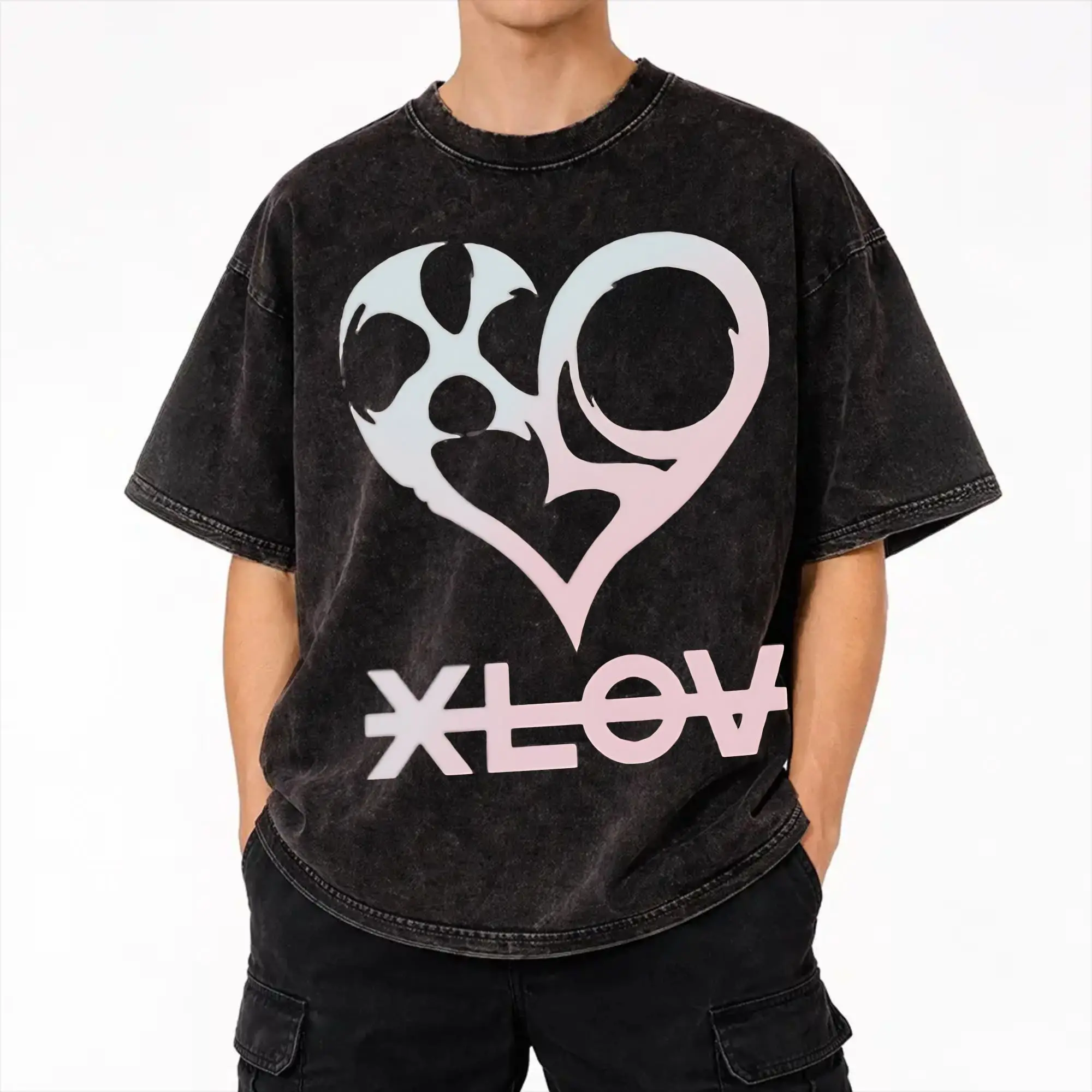  XLOV UXLXVE Members T Shirt Hip Hop Washed Short Sleeve Harajuku T-Shirts  Vintage for Men Women Streetwear Printed Tee Shirt